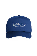 Load image into Gallery viewer, Blue BORN &amp; RAISED FOAM TRUCKER CAP
